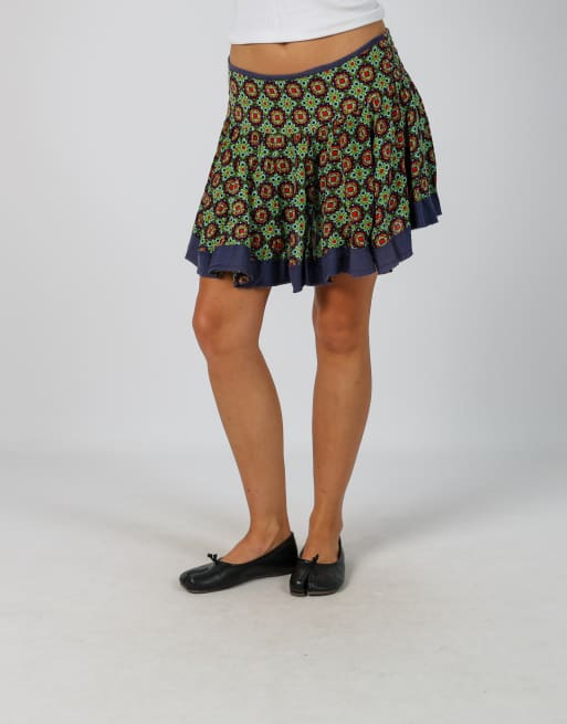 Vintage Unbranded XS woven mini skirt in navy blue, 2 of 4