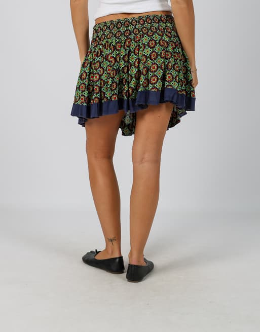 Vintage Unbranded XS woven mini skirt in navy blue, 4 of 4