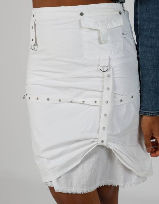 Vintage Unbranded XS woven mini skirt in white, 4 of 4