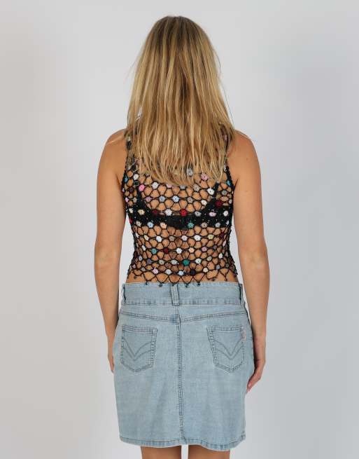 Vintage Unbranded XS woven top in black, 4 of 4