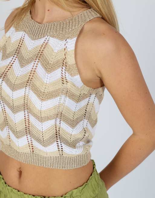 Vintage Unbranded XS woven top in gold, 4 of 4