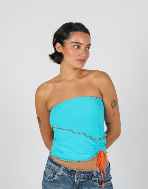 Vintage Unbranded XS woven top in turquoise, 3 of 4