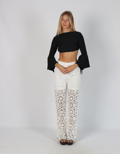 Vintage Unbranded XS woven trousers in ivory, 1 of 4