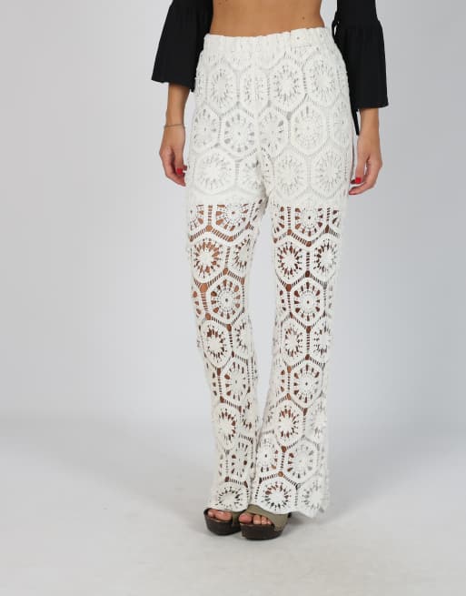 Vintage Unbranded XS woven trousers in ivory, 2 of 4