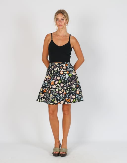 Vintage Unbranded XXS woven midi skirt in black