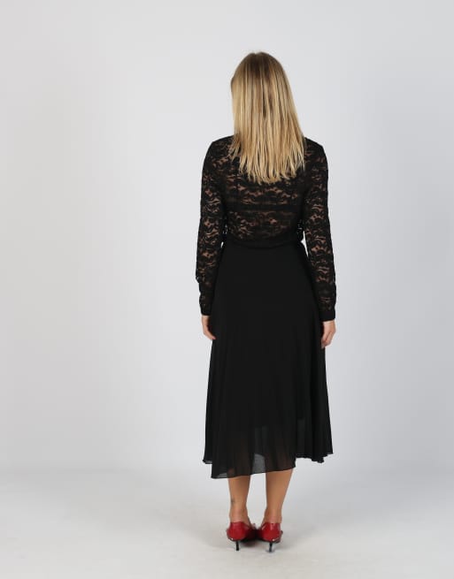 Vintage Unbranded XXS woven midi skirt in black, 3 of 4