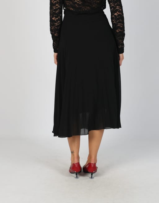 Vintage Unbranded XXS woven midi skirt in black, 4 of 4
