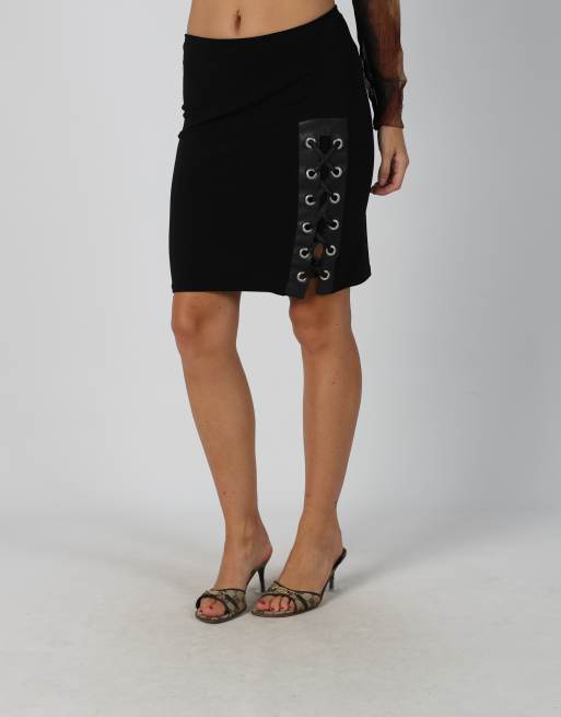 Vintage Unbranded XXS woven mini skirt in black, 2 of 4