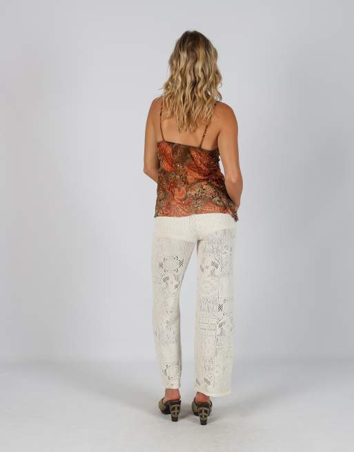 Vintage Unbranded XXS woven trousers in cream, 3 of 4