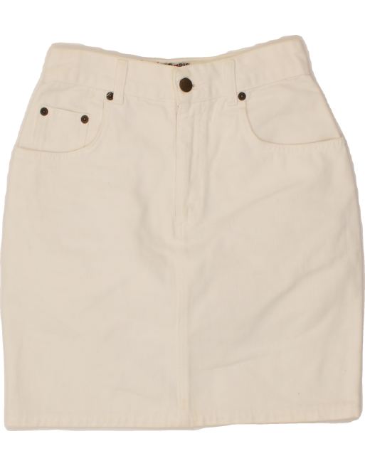 Vintage Uniform Size M High Waist Denim Skirt in White