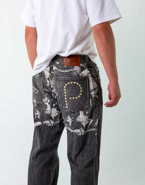 Vintage United Colors of Benetton 36x32 Denim Hip Hop Jeans Grey - view 1