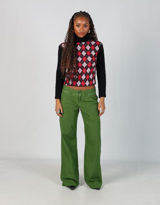 Vintage United Colours of Benetton M casual trousers in dark green