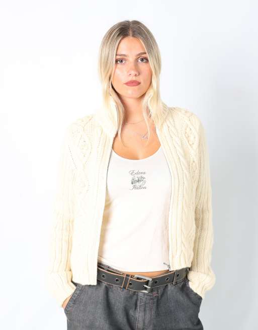 Vintage United Colours of Benetton M knitted top in cream