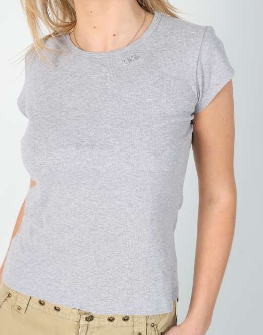 Vintage United Colours of Benetton S baby tee in light grey, 2 of 4