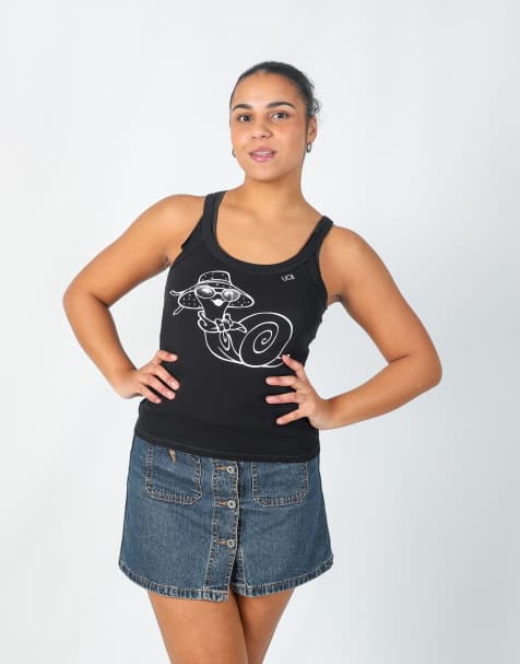 Vintage United Colours of Benetton S cami in black - view 1
