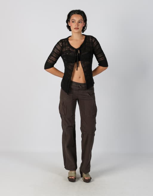 Vintage United Colours of Benetton S cargo pants in brown, 1 of 4