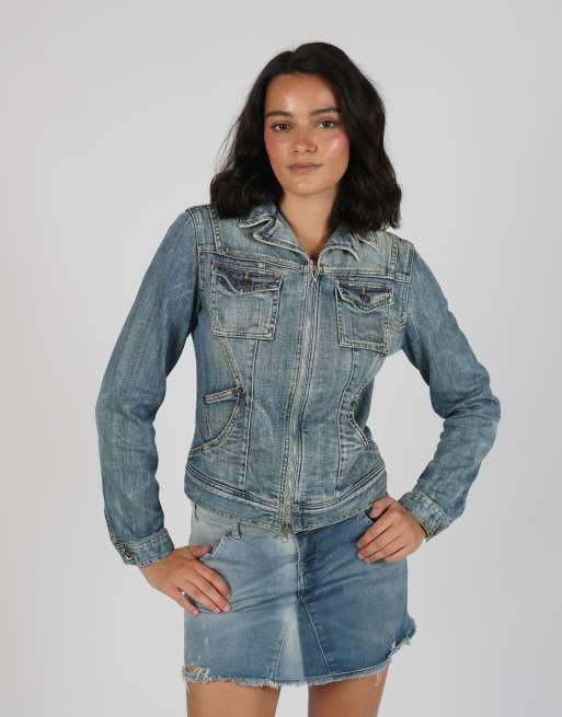 Vintage United Colours of Benetton S denim jacket in blue, 3 of 4