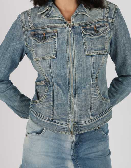 Vintage United Colours of Benetton S denim jacket in blue, 4 of 4