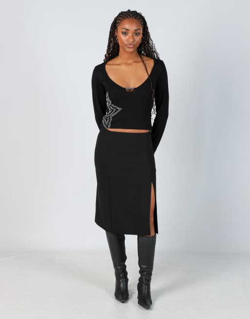 Vintage United Colours of Benetton S formal skirt in black