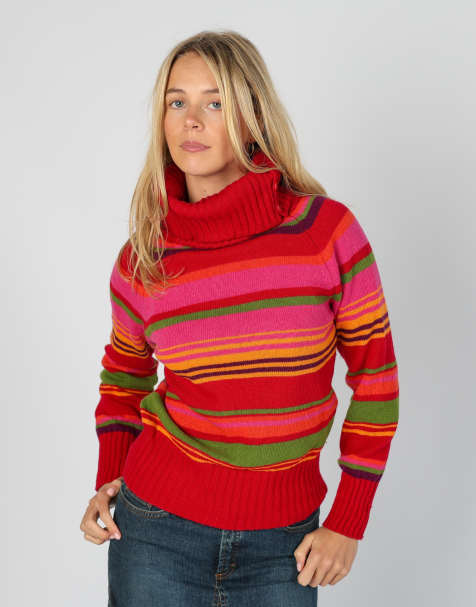 Vintage United Colours of Benetton S knitted jumper in red - view 1