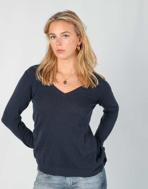 Vintage United Colours of Benetton S knitted top in navy blue - view 1