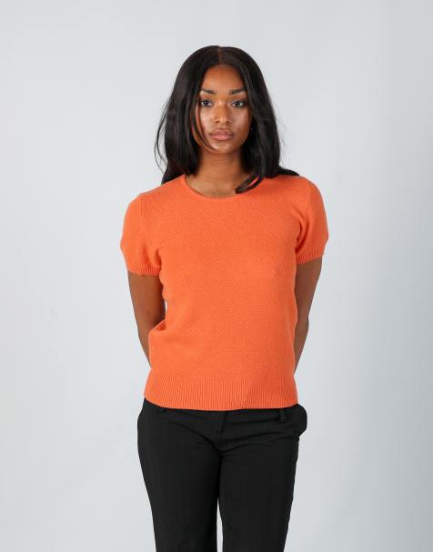 Vintage United Colours of Benetton S knitted top in orange - view 1