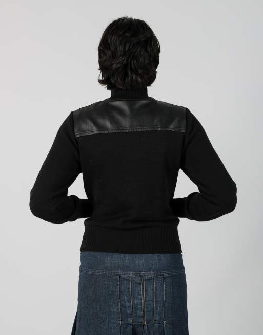 Vintage United Colours of Benetton S leather jacket in black, 2 of 4
