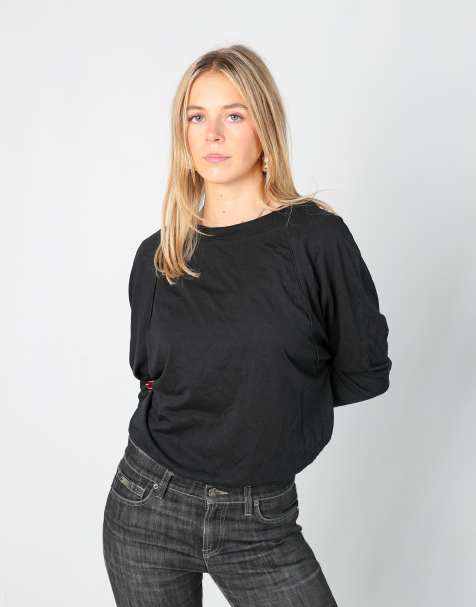 Vintage United Colours of Benetton S long sleeve top in black - view 1