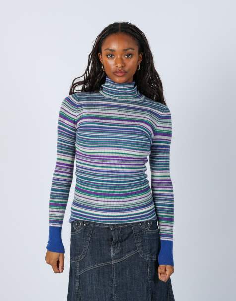 Vintage United Colours of Benetton S long sleeve top in blue - view 1