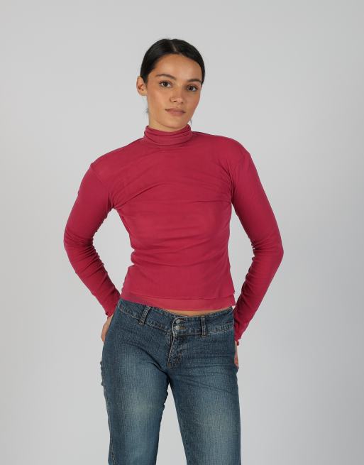 Vintage United Colours of Benetton S mesh top in pink, 1 of 4