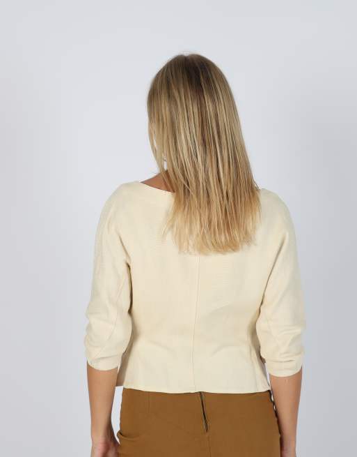 Vintage United Colours of Benetton S woven jacket in cream, 2 of 4