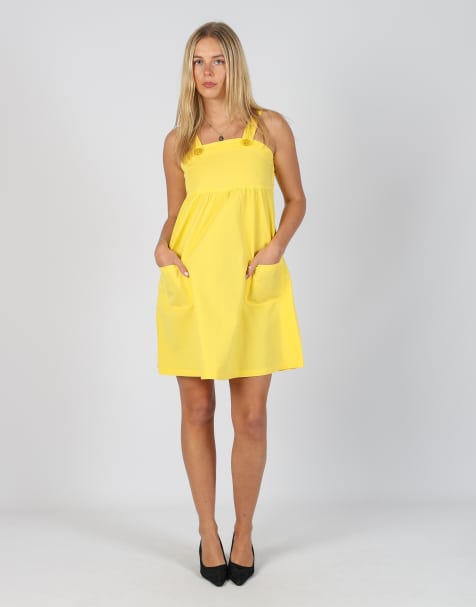 Vintage United Colours of Benetton S woven mini dress in yellow - view 1