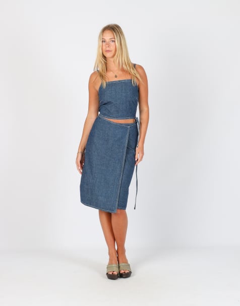 Vintage unlimited S denim midi dress in blue - view 1