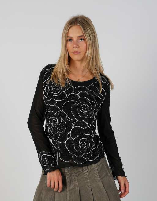 Vintage Urban Renewal M long sleeve top in black, 3 of 4