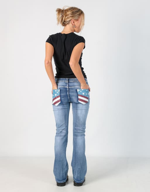 Vintage USA Pocket Detail 30x32 denim jeans in light blue