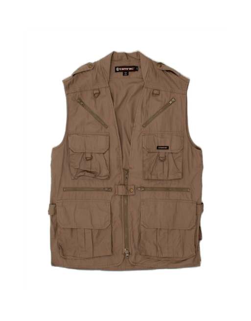 Vintage Utility Gilet UK 36 Small In Brown