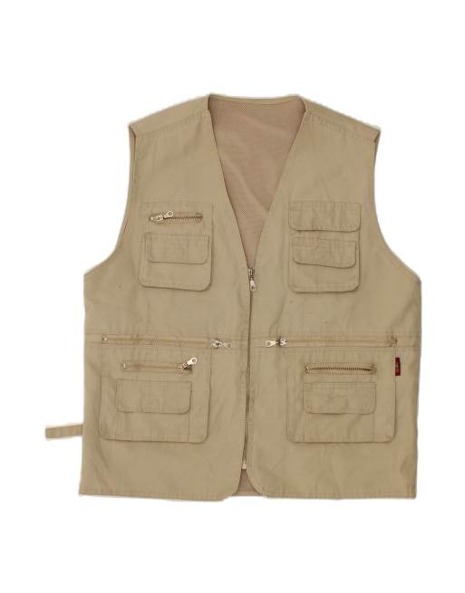 Vintage Utility Gilet UK 40 Large In Beige