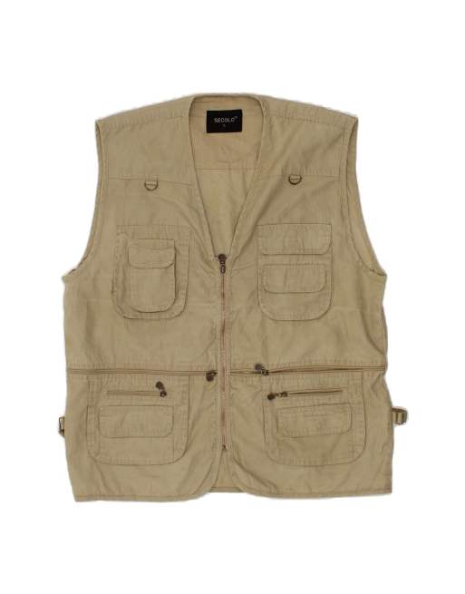 Vintage Utility Gilet UK 40 Large In Beige