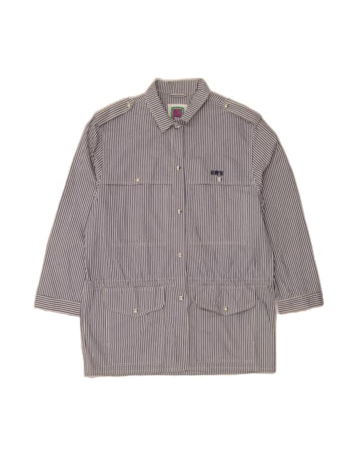 Vintage Utility Jacket EU 42 Large In Blue Pinstripe