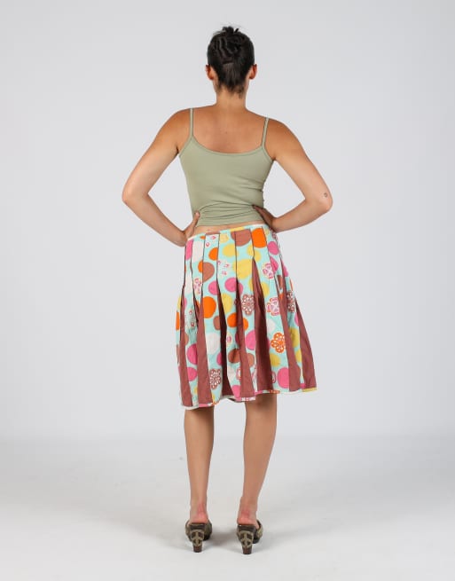 Vintage Uttam London XS woven midi skirt in turquoise, 3 of 4