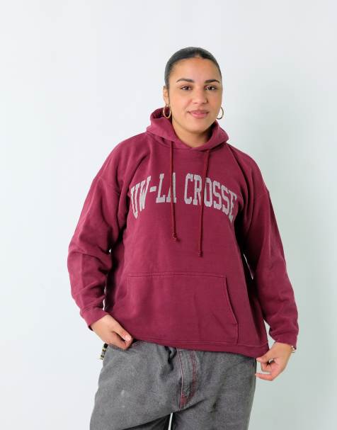 Vintage UW-LA Crosse L Hoodie Burgundy Red - view 1