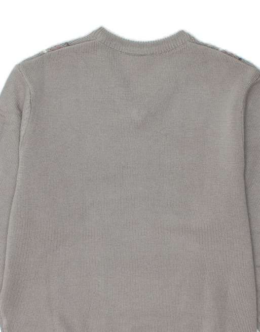 Vintage V-neck Jumper Sweater EU 52 Large In Grey Striped, 4 of 4