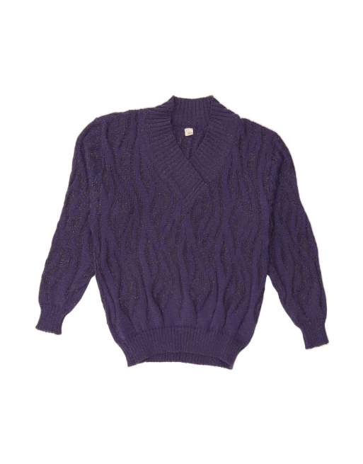 Vintage V-neck Jumper Sweater It 42 Medium In Purple