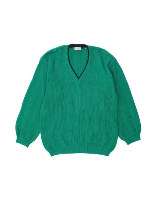 Vintage V-neck Jumper Sweater It 48 Small In Green