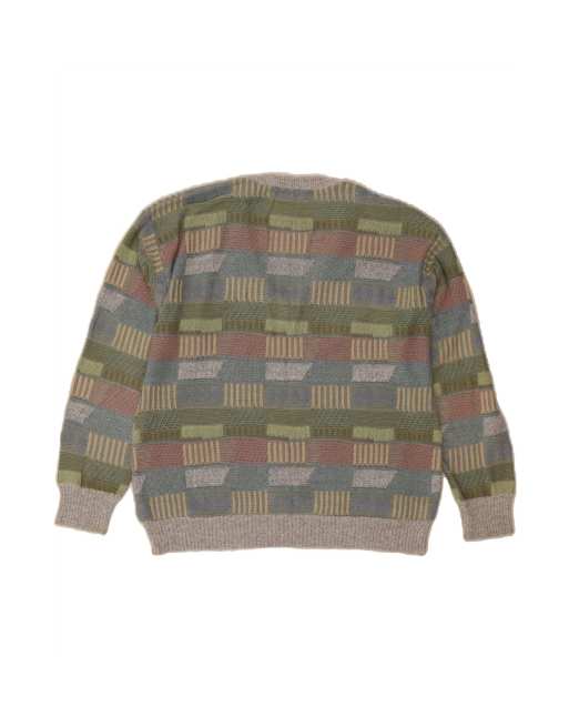 Vintage V-neck Jumper Sweater It 48 XL In Multicoloured Geometric, 2 of 4