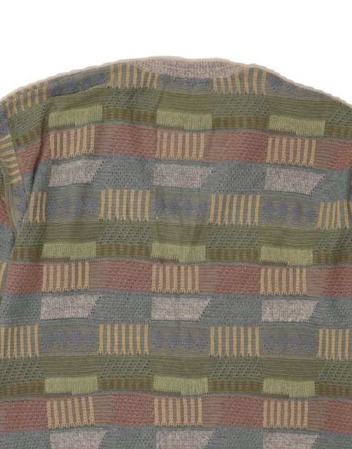 Vintage V-neck Jumper Sweater It 48 XL In Multicoloured Geometric, 4 of 4