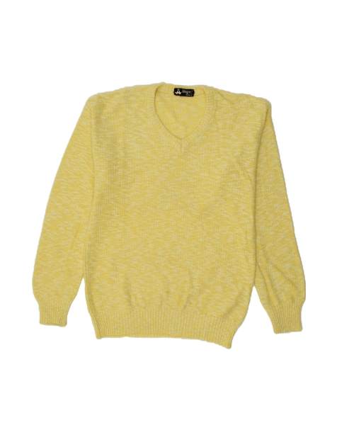Vintage V-neck Jumper Sweater It 50 Medium In Yellow Flecked - view 1