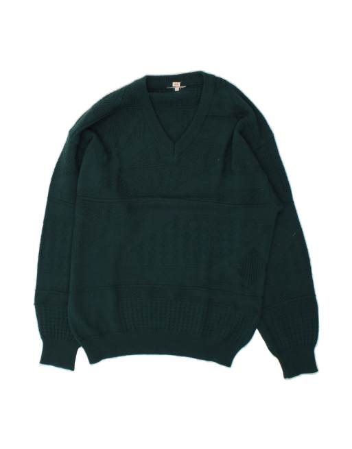 Vintage V-neck Jumper Sweater It 52 Large In Green