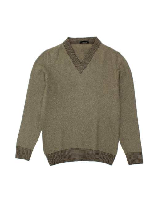 Vintage V-neck Jumper Sweater It 52 Large In Grey