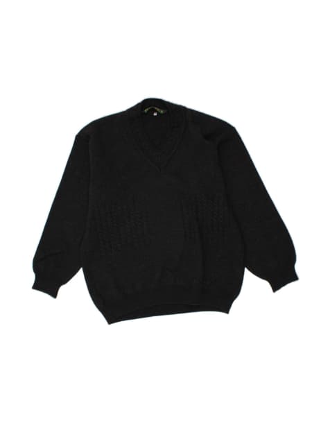 Vintage V-neck Jumper Sweater It 58 2XL In Black Argyle/diamond - view 1